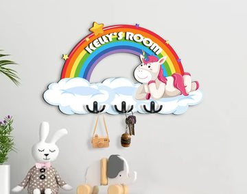 Holzschild Regenbogen und Einhorn